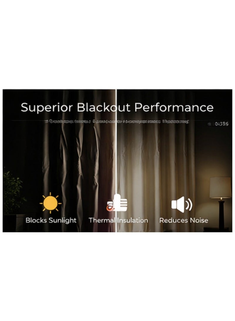 بليس كاسا ستائر بلاك أوت بنقوش بلايس كاسا × سم - عازلة حرارياً، مخفضة للضوضاء، مانعة للضوء والأشعة فوق البنفسجية بحلقات لغرفة النوم والمعيشة، قطعتان بني شوكولاتة - Image 5